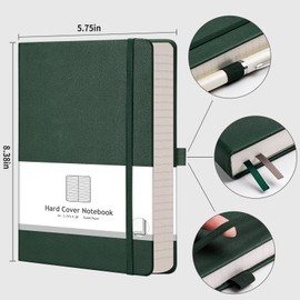 AHGXG AHGXG Lined Journal Notebook - 320 Numbered Pages Thick Journal for Writing A5 College Ruled Notebook, 100gsm Lined Paper, Leather Hardcover, for Women Men Work Office School, 5.75' X 8.38'-Green