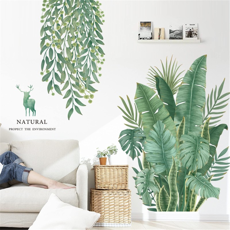 WAFT YEARN Hanging Vine Ivy Wall Decals Tropical Leaf Monstera