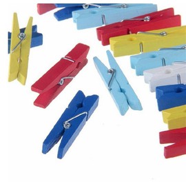 100 Colored Wooden Mini Pegs Clothespins Craft Photo Clips with 20 Meters Jute Twine for Craft Rustic Decoration (Navyblue)