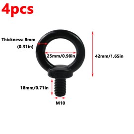 Antrader M10 Lifting Eye Bolts,4Pcs Stainless Steel Machinery Shoulder Lifting Eye Bolt