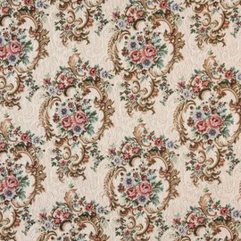Discounted Designer Fabrics Green Blue and Burgundy Floral Tapestry Upholstery Fabric by The Yard - SKU: Beckett Jewel