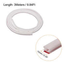uxcell Weather Stripping Door Seal Strip, 3 Meters x 10mm x 6mm Self Adhesive Rubber Seal Strip for 4-5mm Gap, for Window and Door Soundproofing and Door Frame Gap Blocker (White)