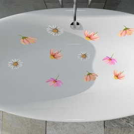 Taanfu Colorful Flowers Bathtub Toilet Stickers Decals,Fish Bird Flower Leaf Waterproof Bathtub Lid Tank Seat Decals Cistern Self-Adhesive Bathroom Wall Sticker