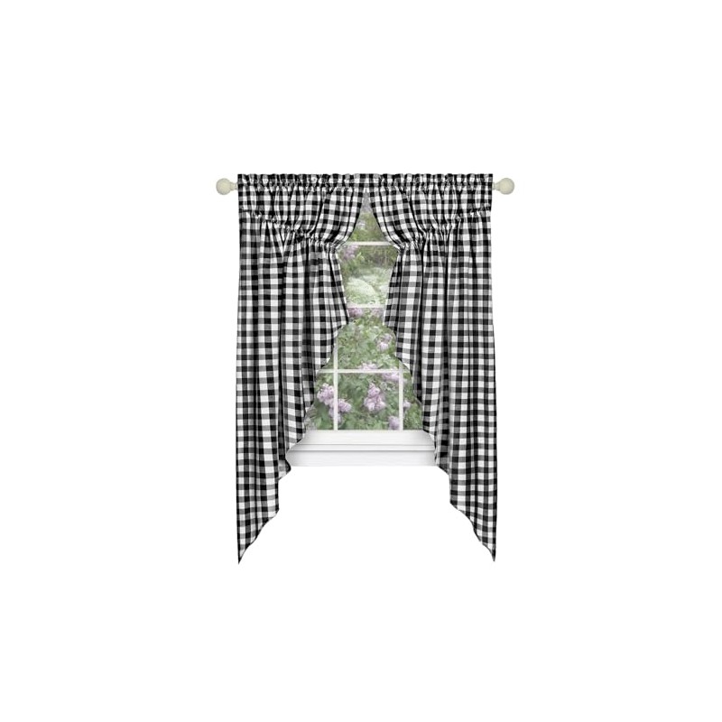 ACHIM Buffalo Check Gathered Swag Window Curtain Pair - 72
