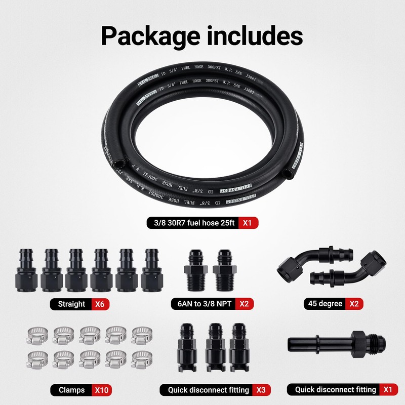 EVIL ENERGY 3/8 Fuel Line Kit 25FT, SAE 30R7 NBR