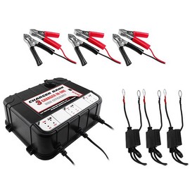 6/12V 2A 3 Bay Smart Charger w/USB Ports for Boat Lawn Tractor Car Motorcycle