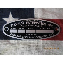 Federal Enterprises Replacement Badge Model 28 EG EP V VL VG O Sirens