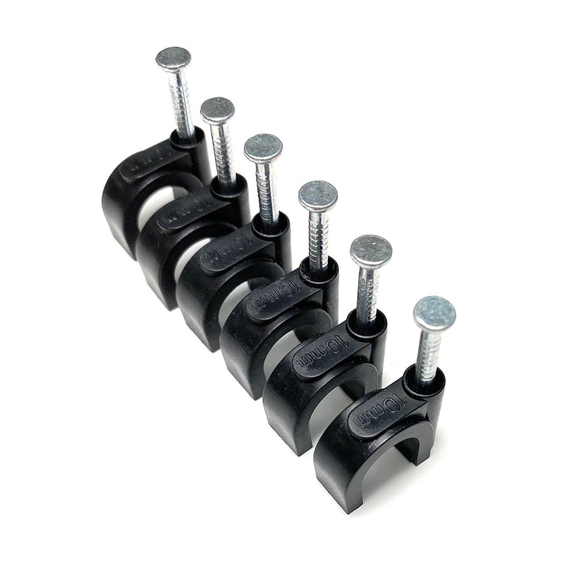 500 x 9mm Black K Type Round Cable Clips