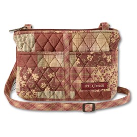 Bella Taylor Essentials Crossbody Bag | Small Cotton Crossbody Purse For Women with Built In Wallet | Burgundy Patch