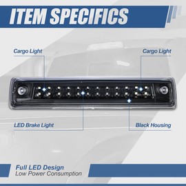 Auto Dynasty LED 3rd Third Brake Light Compatible with 2015 2016 2017 2018 Chevy Colorado GMC Canyon 15 16 17 18, Rear Center Cab Cargo Lamp High Mount Stop light, Black Housing Clear Lens