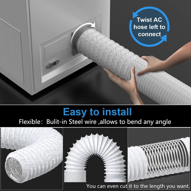 Hon&Guan 6 Inch Duct -16 FT White PVC and Aluminum