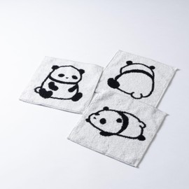 Imabari Towel, Mini Mini Handkerchief Towel, Set of 3, 7.9 x 7.9 inches (20 x 20 cm), Made in Japan, Imabari, 100% Cotton, Skin-friendly, Cute, Cotton 100% Panda Pattern, Kindergarten, Nursery School,