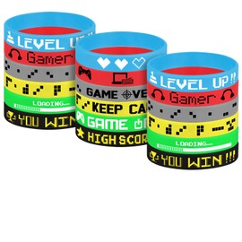TUPARKA 18 Pcs Video Game Wristbands Rubber Bracelet Game Party Wristbands Supplies for Birthday Party Baby Shower Party Favors, 6 Styles