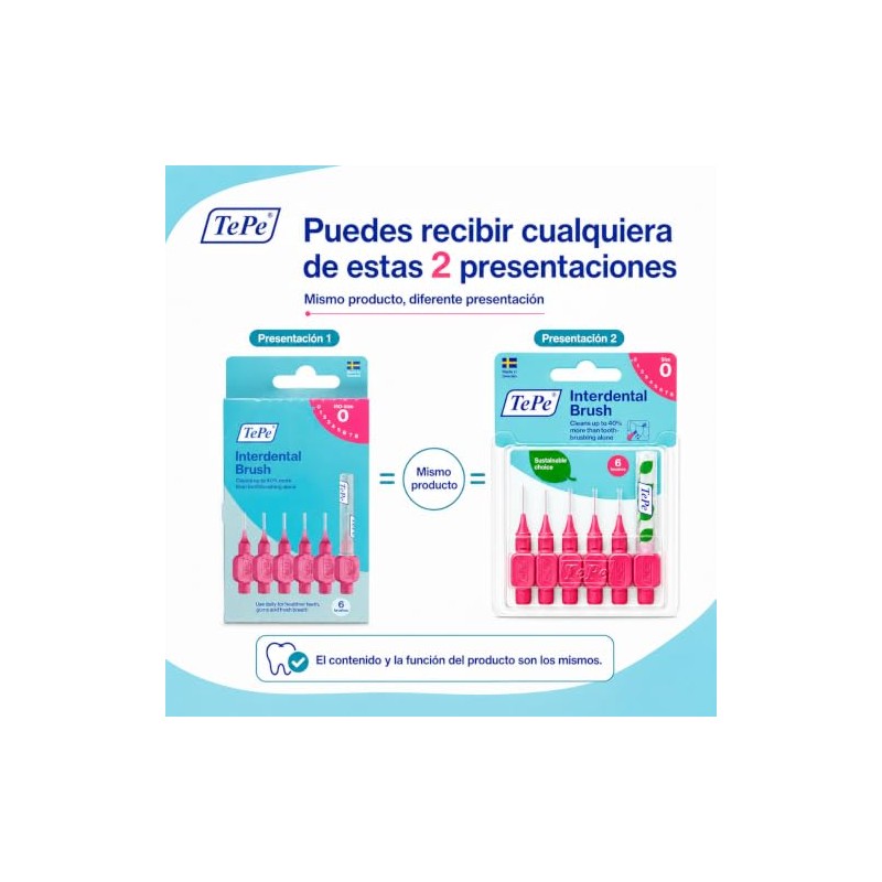 Cepillo interdental TePe, Original, Rosa 0.4 mm. Caja 6 pcs.,