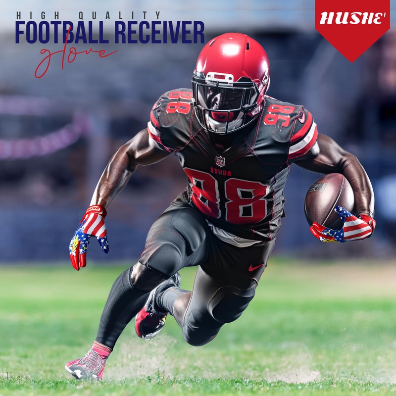 Hushe' Football Gloves (Blue Red Eagle, Youth Small)