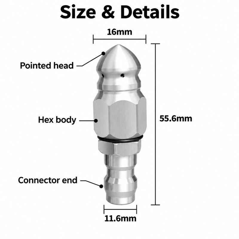 Sewer Jetter Nozzle Kit for Pressure Washer Use – Stainless