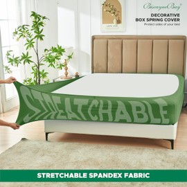 Biscaynebay Decorative Box Spring Cover King & Cal King Size, Sage Luxurious Jersey Knitting Stretchy Wrap Around 4 Sides Bed Skirt for Home/Hotels, Easy Fit Wrinkle & Fade Free Machine Washable