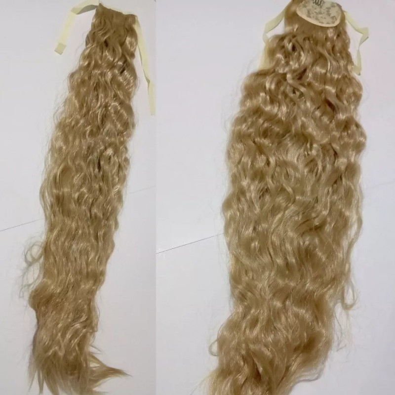 TASSYME ACCESORIOS Coleta Extra Larga Rizada Cabello Sintético Rubio Claro