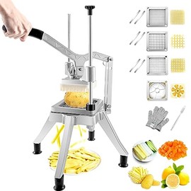 VEVOR - Picador comercial de verduras con 4 cuchillas de repuesto, cortador de patatas francesas de acero inoxidable y cortador de frutas para restaur