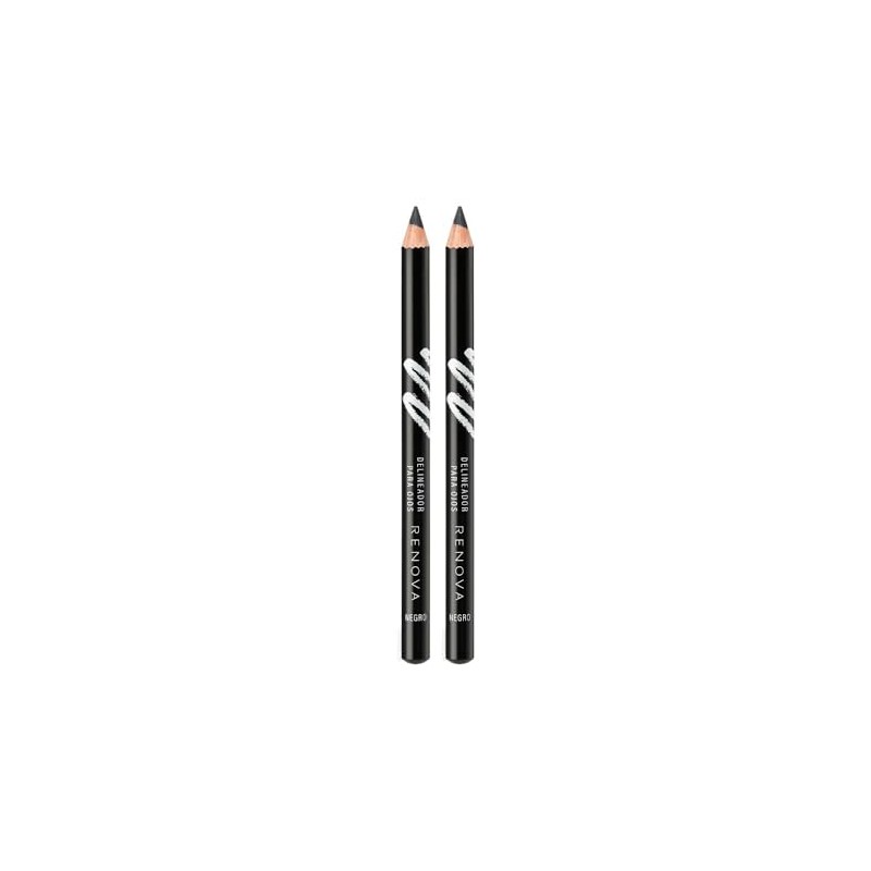 Renova Lapiz Delineador Duo Parpados y Cejas, color Negro, 2.2
