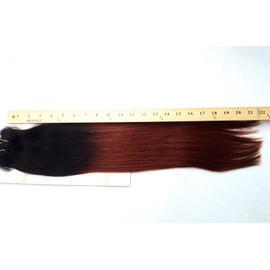 TressMatch® 20”-22" Remy Human Hair Clip in Extensions Thick to Ends Ombre/Dip Dye Black/burgundy/Dark Auburn Full Head Set 9 Pieces(pcs) [Set Weight:4.4oz/122grams]