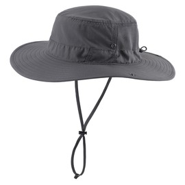 Connectyle Men's Sun Hat UPF 50+ Wide Brim Bucket Hats for Fishing Hiking Gardening Adjustable Boonie Hat Outdoor Safari Hats (Dark Grey)