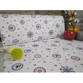 240 cm Extra Wide Poplin Cotton Fabric Sold by the Metre from 50 cm 100% Cotton Fabric Craft Fabric Oeko-Tex Ranforce Children's Fabrics Children Boys Girls Baby Fabrics Baby Maritime VP0K007 (Pattern