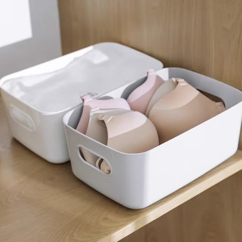 GAOHAN 12 Packs Plastic Storage Boxes with Handles, 3 Colours