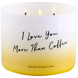 Vela perfumada de vainilla con 3 mechas, vela de aromaterapia para el día de San Valentín, romance, 15.5 onzas, velas de soja perfumadas naturales | Vela de soja con cita de café regalos para él y ella