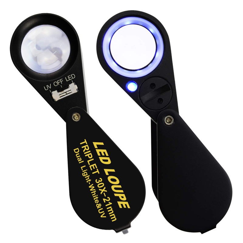 Jewelry Loupe 30X with 6 LED & UV Light, Pocket