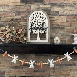 23.6 in Easter Rabbit Carrot Garlands - Wooden Beads Garland with Colorful Bunny, Easter Hanging Decorations for Home, Mantle, Wall or Door (Bunny Carrot)