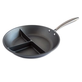 Nordic Ware 3-in-1 Divided Nonstick Skillet - 12 inch diameter; for cooking multiple foods, reheat leftovers pan