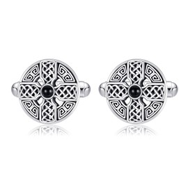 Celtic Cross Cufflinks for Men Sterling Silver Tuxedo Shirt Cufflinks Viking Cuff Links for Men