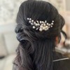 Wedding Bride Pearl Hair Combs Silver Rhinestone Bride Wedding Hair