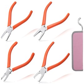 LEONTOOL End Plastic Nippers, Set of 4, Precision End Nippers, Small, Cutter, Strong, 90 Degree Type, Blade Width: 0.1 inches (3/8/10 mm), Straight Blade, 38 Degree Type, Mini, Slicing Nippers, Spring