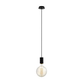 Eglo Pozueta Vintage Pendant Lamp, Black Steel with Industrial Style Ceiling Light, Dining and Living Room Hanging Lighting, E27 Socket, Ø 4.9 inches