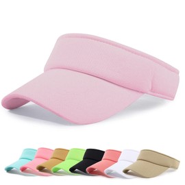 Wioklwe Sun Visor Cap - Women Ponytail Baseball Cap Adjustable Sport Outdoor Plain Visor Cap Golf Tennis Visor Hats for Women Men (UK, Alpha, One Size, Pink)