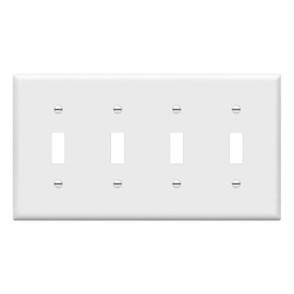 ENERLITES Quad Light Switch Wall Plate, Standard Size 4-Gang 4.50" x 8.19", Unbreakable Polycarbonate Thermoplastic, 8814-W, White