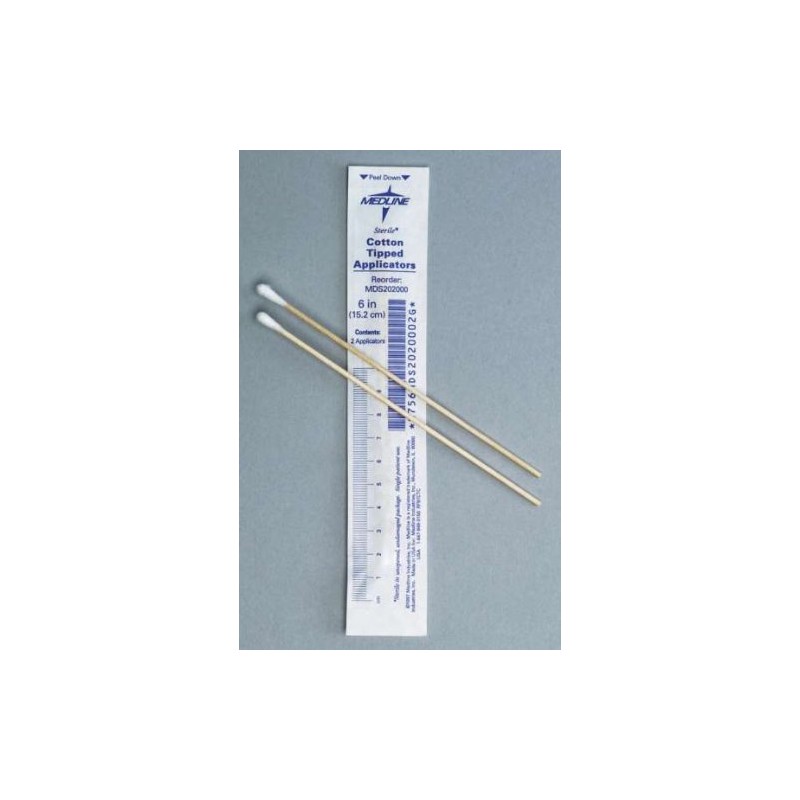 Medline MDS202000 Sterile Cotton-Tipped Applicators White Pack of 200