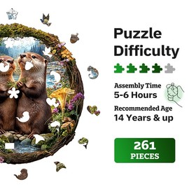 Jigfoxy Wooden Puzzles for Adults, Otter Couple Wood Puzzles Adult, Unique Animal Shape Wooden Jigsaw Puzzles for Adults, Birthday Gifts for Puzzle Lovers Family Friend (L-12.9 * 13.4in-261pcs)