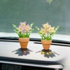 2 Pcs Cute Handcrafted Flower Car Ornament, Mini Crystal Beads