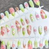 Summer Flower Fake Nails Medium Almond Green French Press on