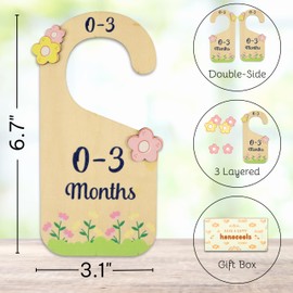 Baby Closet Dividers for Clothes Organizer - Set of 7 Wooden Double-Sided Baby Clothes Size Hanger Organizer from Newborn to 24 Months for Baby Girls Nursery Decor.