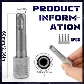 SDS Plus Adaptor Pack of 4 SDS Bit Holder 6.35 mm (1/4 Inch) Drill Chuck Adapter Hex Shank Universal Holder Drill Holder Converter for Hammer Drills