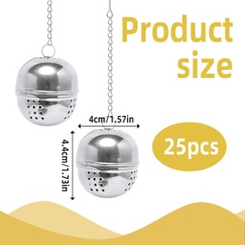 25 Pcs Tea Ball for Loose Leaf Tea Infuser,Stainless Steel Tea Infuser Bulk,Interval Infuser Tea Ball Strainer with Extended Chain Hook for Tea and Seasonings & Spices (Oval)