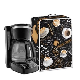 Psesaysky Coffee Maker Cover Kitchen Appliance Covers Dust Cover Waterproof Coffee Pot Cover with Top Handle for Most Standard Coffee Maker Coffee Print