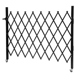 QUSKLISU Single Folding Security Gate, 48'H x 66W, Iron & Aluminum, Black, Targets Animals, Padlock Closure, Wall Mount
