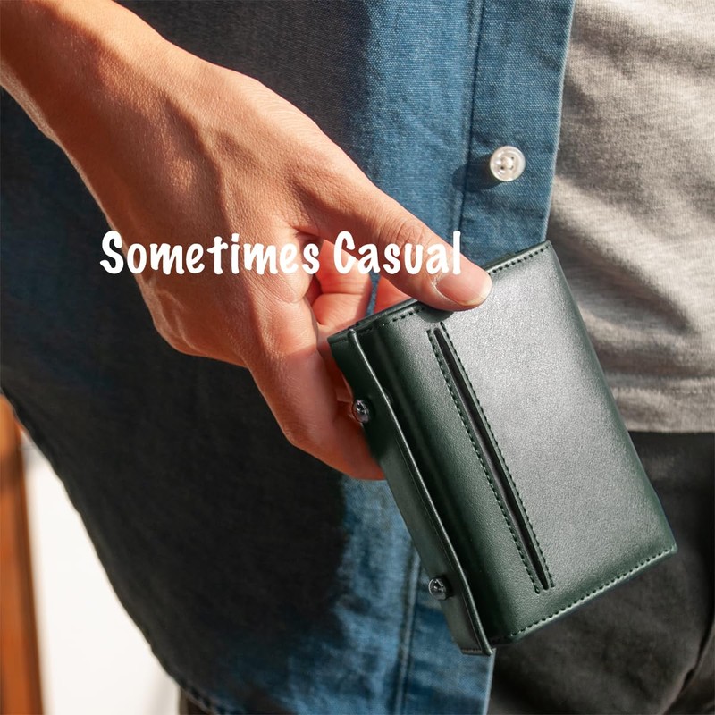 Dom Teporna Men's Bi-fold Wallet, Leather, Cowhide Leather, Large Capacity,