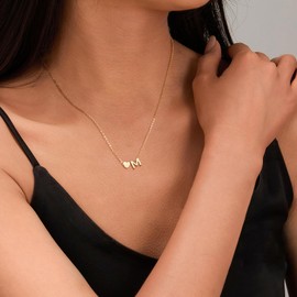 LEXODY Initial Necklaces for Women Dainty Gold Heart Letter Necklace 14k Gold Plated Necklaces Simple Gold Heart Pendant Necklaces Waterproof Cute Trendy Jewelry Gifts for Girls