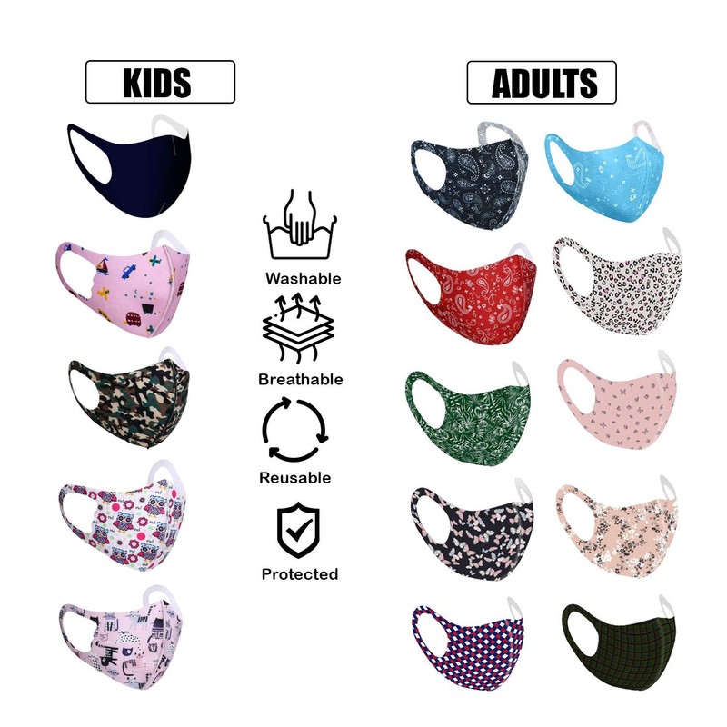 Kids Reusable Washable Bandana Face Mask, Ice Silk Cotton Breathable